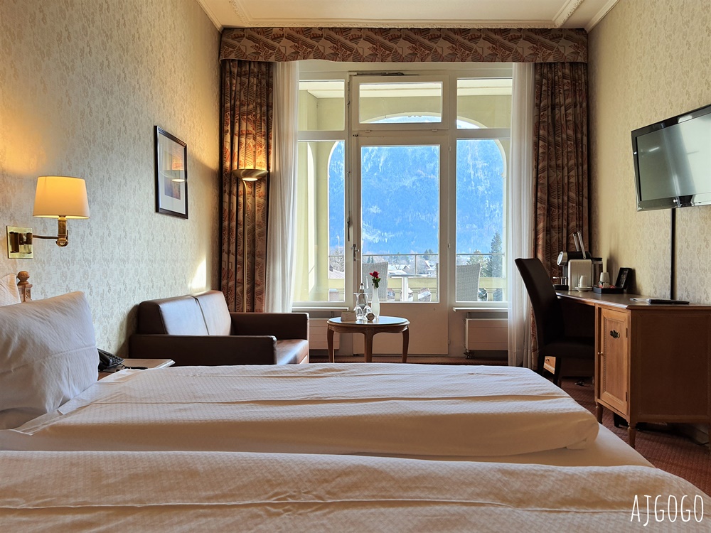 因特拉根飯店推薦：貝烏里瓦奇林德納大酒店 Hotel Beau Rivage Interlaken 經典雙人房、早餐分享