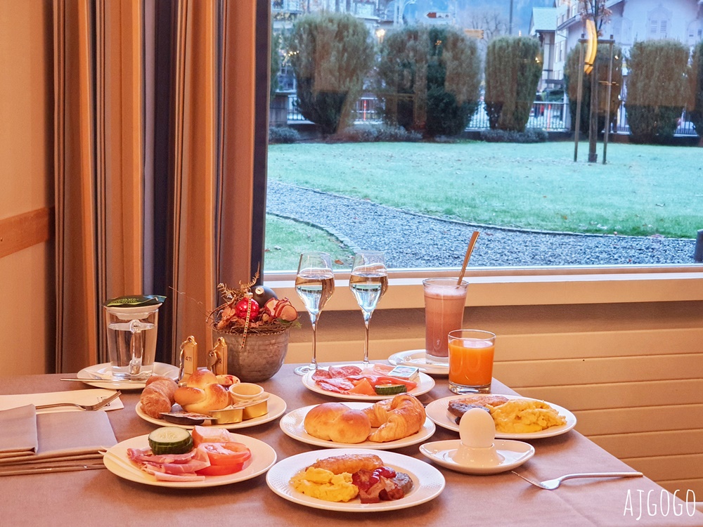 因特拉根飯店推薦：貝烏里瓦奇林德納大酒店 Hotel Beau Rivage Interlaken 經典雙人房、早餐分享