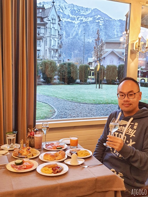 因特拉根飯店推薦：貝烏里瓦奇林德納大酒店 Hotel Beau Rivage Interlaken 經典雙人房、早餐分享