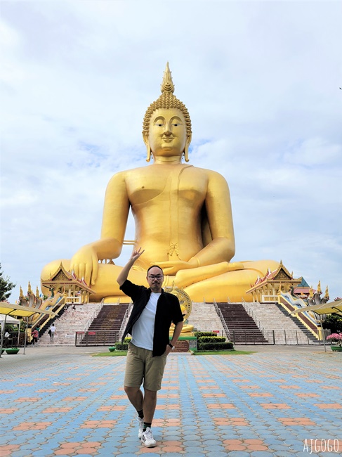 泰國最高佛像 Wat Muang 紅統廊曼寺的巨大金佛