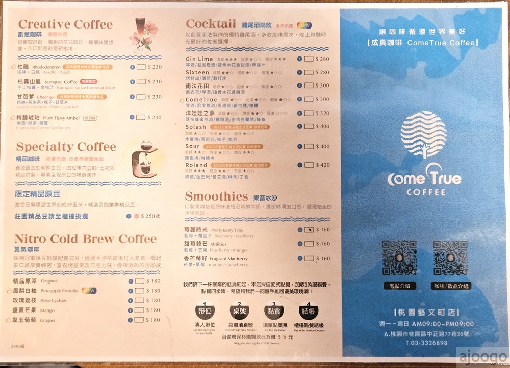 桃園美食 桃園77藝文町 ComeTrue成真咖啡桃園藝文町店 不限時咖啡館 舒芙蕾厚鬆餅